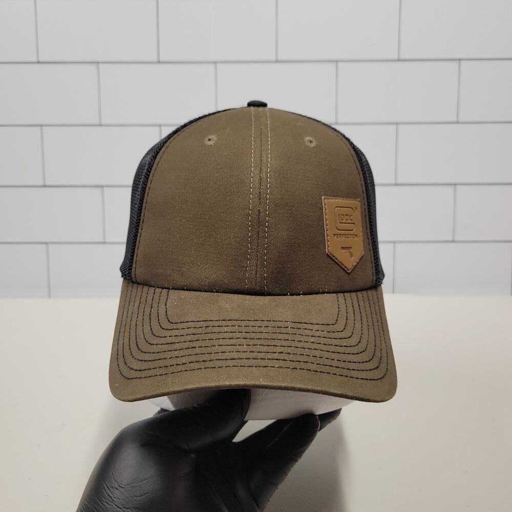 Glock Perfection Shooting Sports Olive Green Black Mesh Trucker Hat Snapback